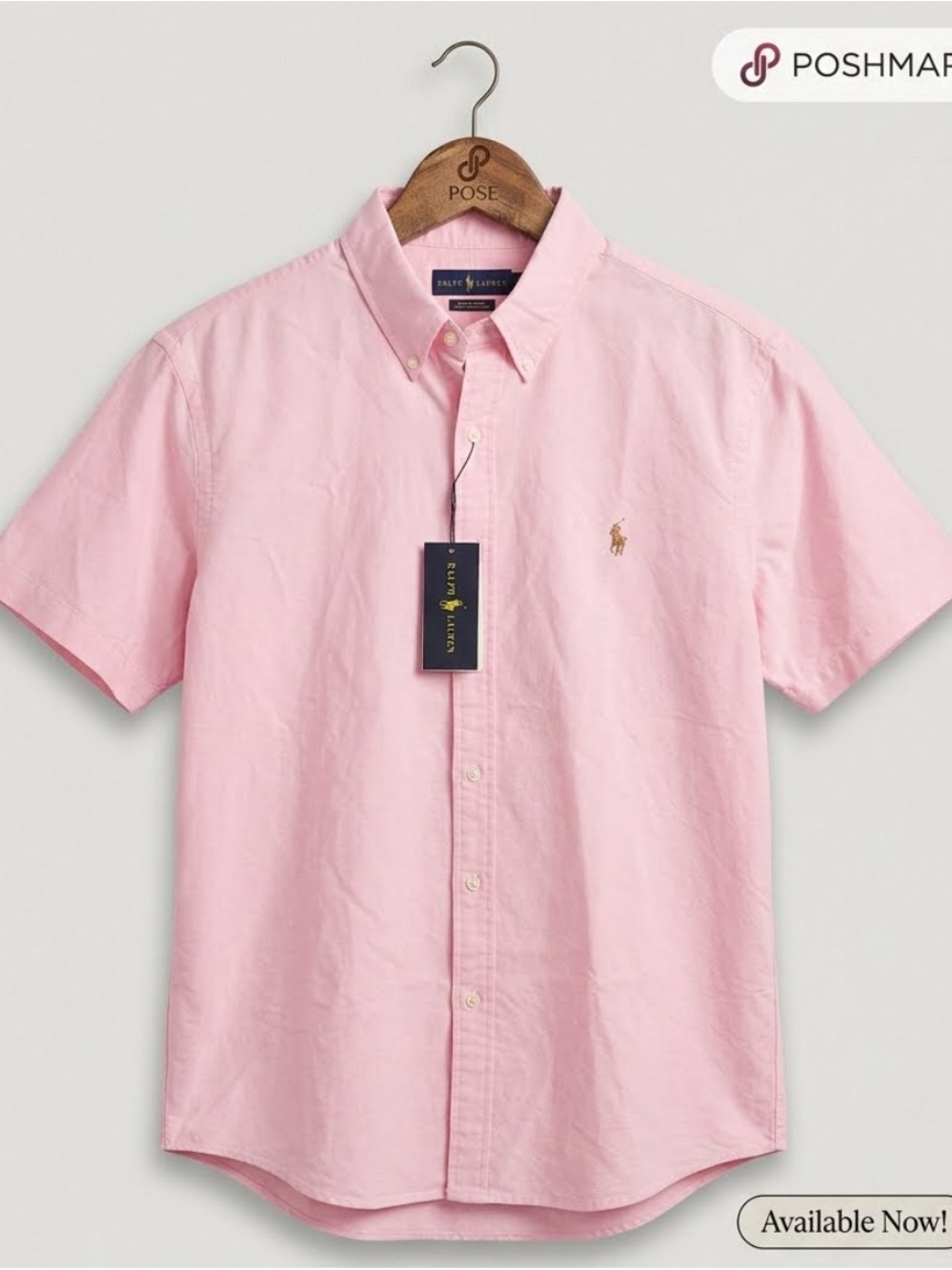 Ralph Lauren Light Pink Short-Sleeve Button-Down Shirt